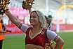 Die Rhein Fire Pyromaniacs und die Frankfurt Galaxy Dancers beim Halbfinale in Duisburg am 17.09.2023