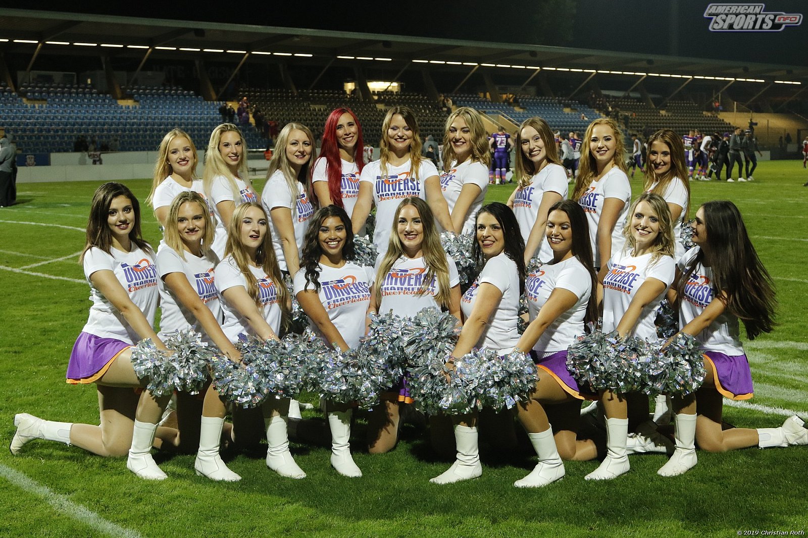 Die Frankfurt Universe Cheerleader beim Heimspiel gegen die Marburg Mercenaries am 07.09.2019