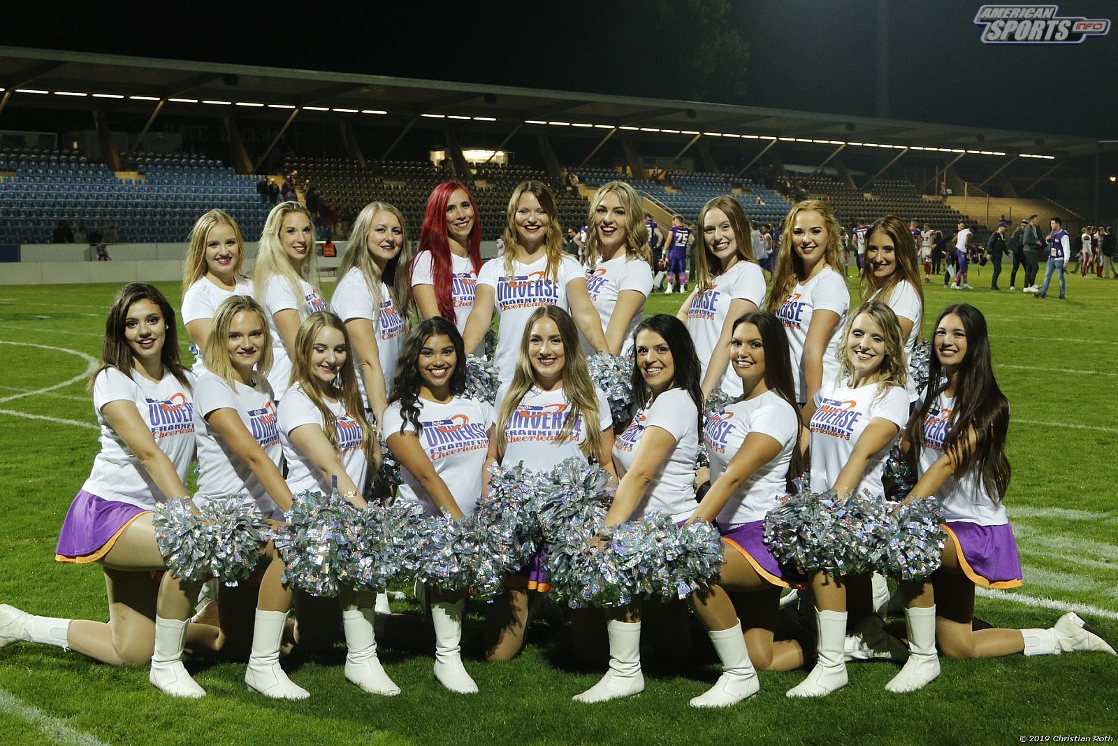 Die Frankfurt Universe Cheerleader beim Heimspiel gegen die Marburg Mercenaries am 07.09.2019