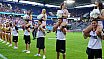 Die Rhein Fire Pyromaniacs und die Frankfurt Galaxy Dancers beim Halbfinale in Duisburg am 17.09.2023
