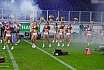 Die Rhein Fire Pyromaniacs und die Frankfurt Galaxy Dancers beim Halbfinale in Duisburg am 17.09.2023