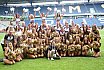 Die Rhein Fire Pyromaniacs und die Frankfurt Galaxy Dancers beim Halbfinale in Duisburg am 17.09.2023