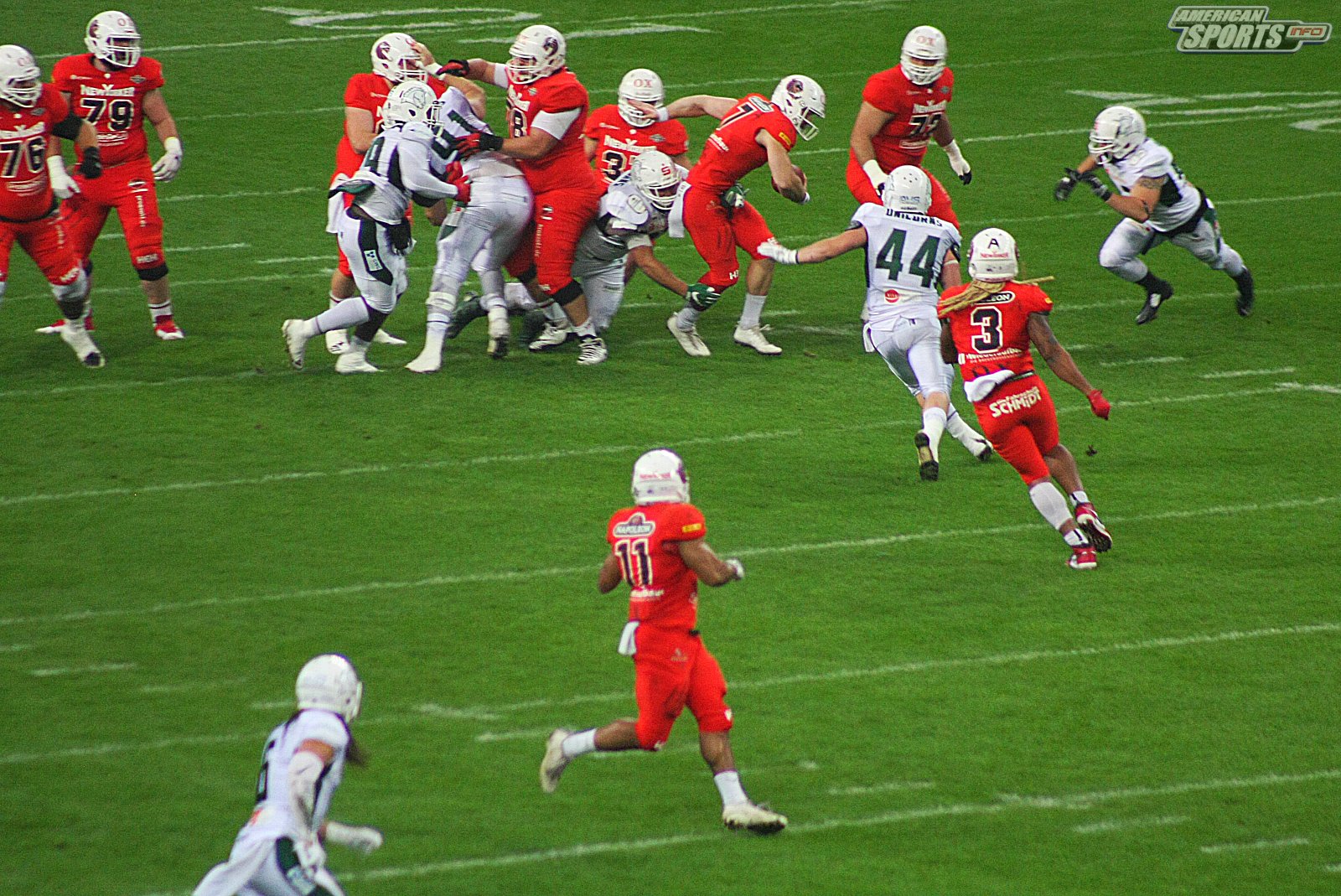 German Bowl XLI New Yorker Lions Braunschweig vs. Schwäbisch Hall Unicorns 10:07  12.10.19 Tribünensicht
