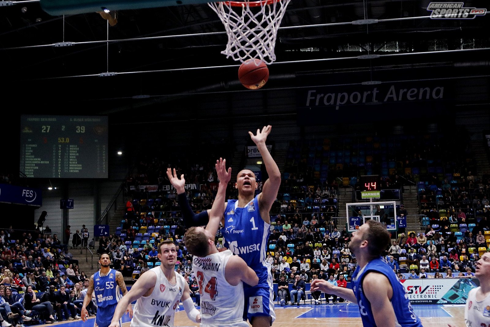 BBL: Fraport Skyliners Frankfurt vs s.Oliver Würzburg 77:91 17.03.2019