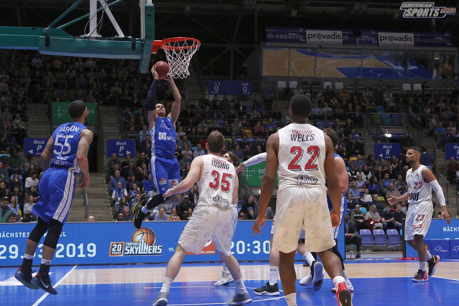 BBL: Fraport Skyliners Frankfurt vs s.Oliver Würzburg 77:91 17.03.2019