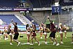 Die Pyromaniacs und die Flight Crew beim Heimspiel von Rhein Fire gegen Berlin Thunder am 27.07.2025